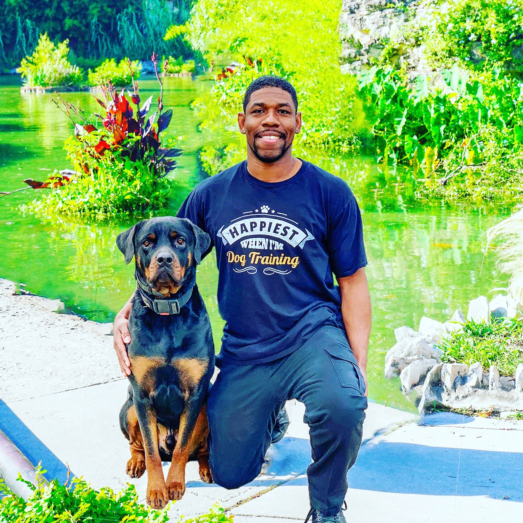 Jamaal working with dogs and clients 1