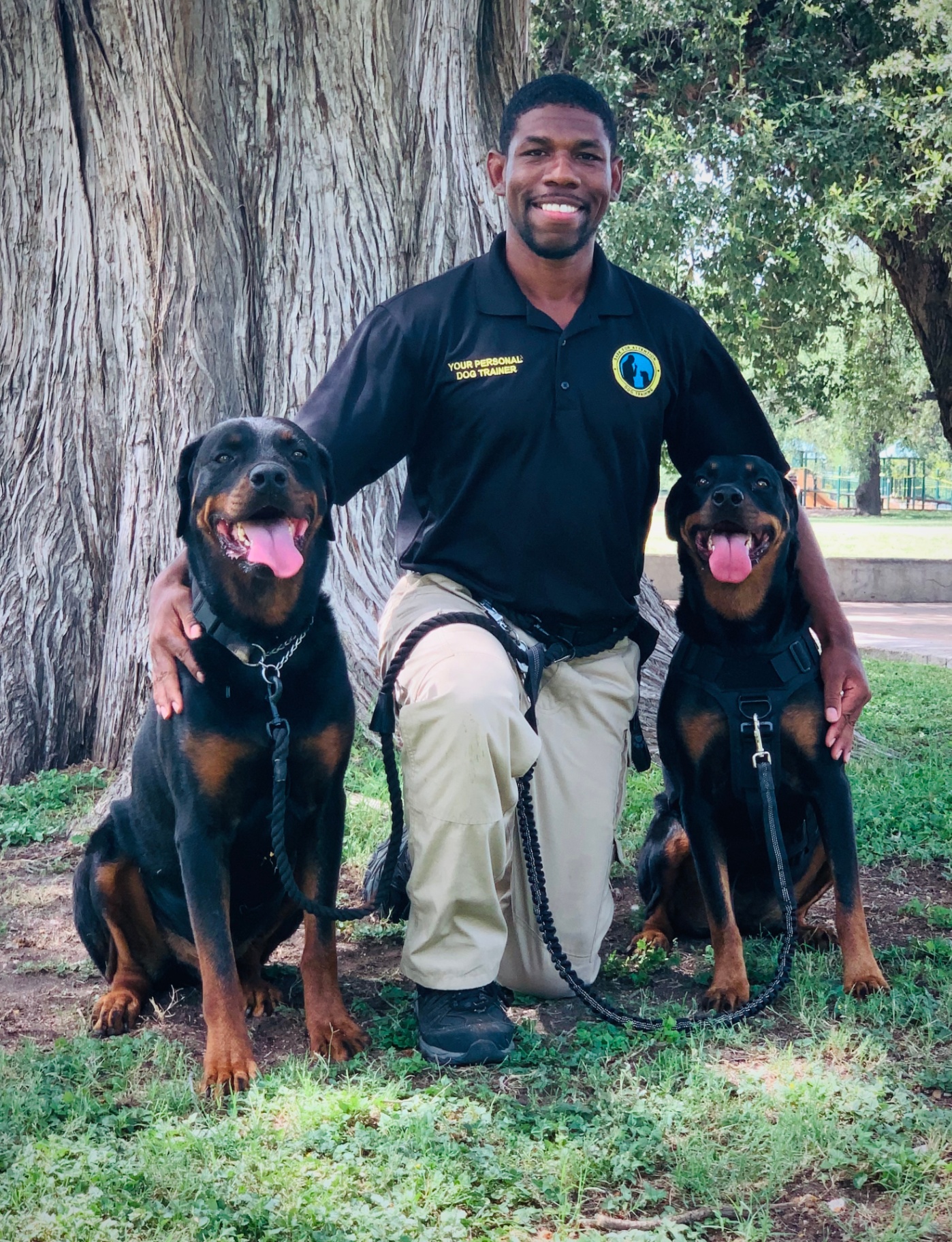 Jamaal working with dogs and clients 3
