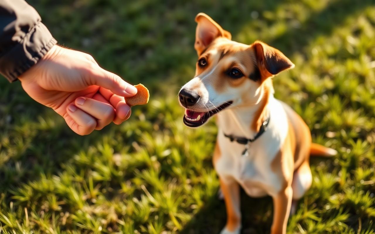 Dog offering focused attention during a short marker reward training repetition