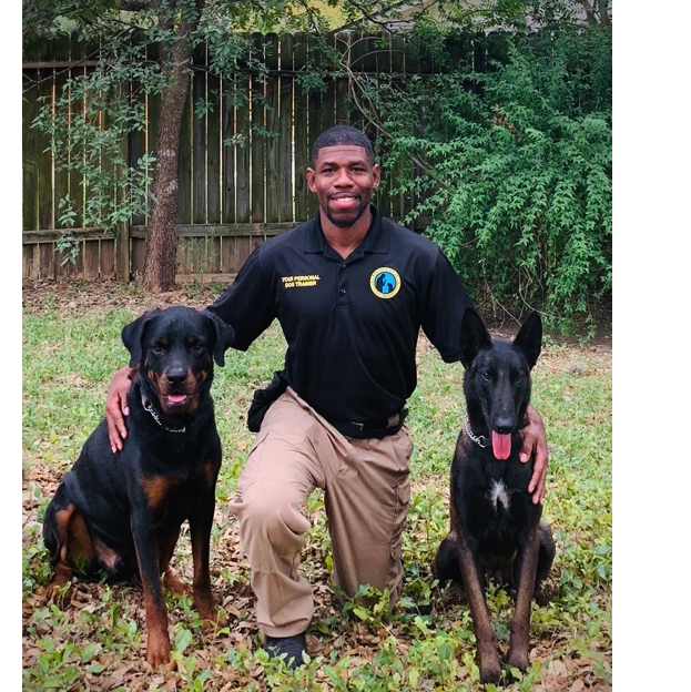 Jamaal with his trained dogs