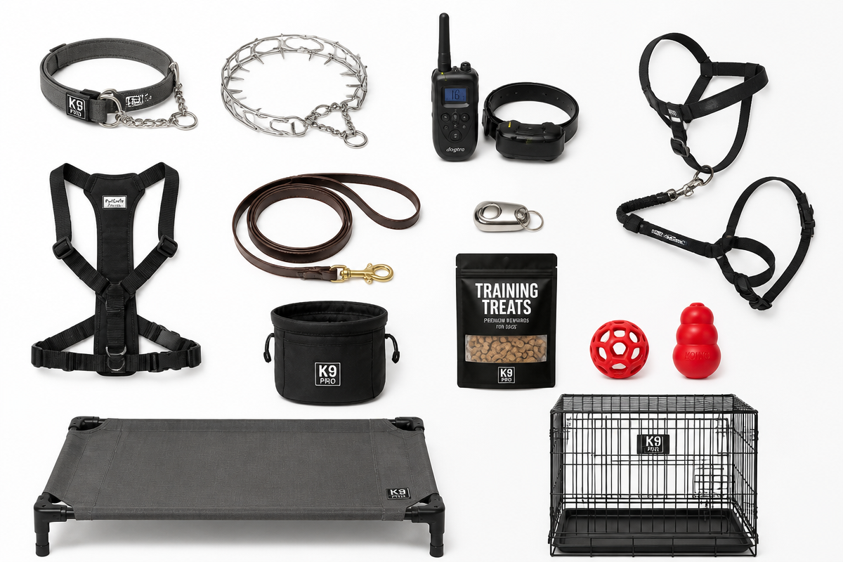 Collars, harnesses, leashes and long lines used for training