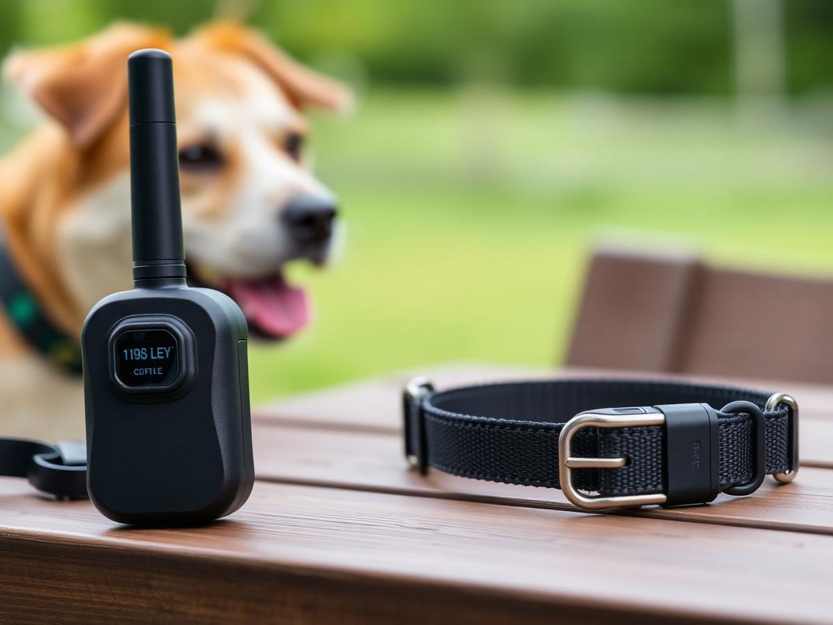 Adult dog wearing a discreet Mini Educator collar while working calmly off leash near its handler