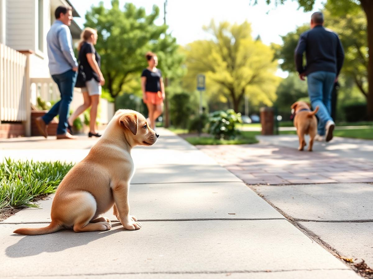 Confident puppy exploring a new environment